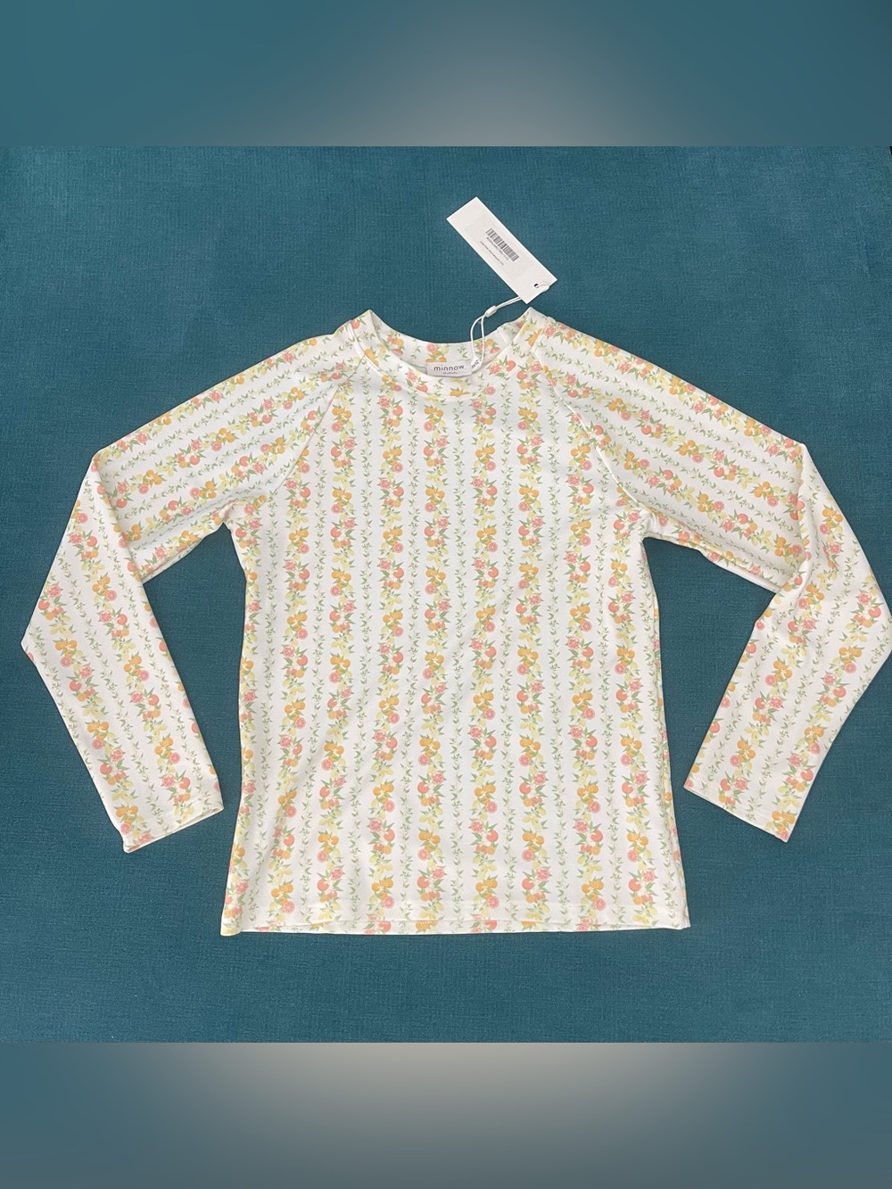 NWT - Minnow unisex linear citrus rashguard, size 11/12